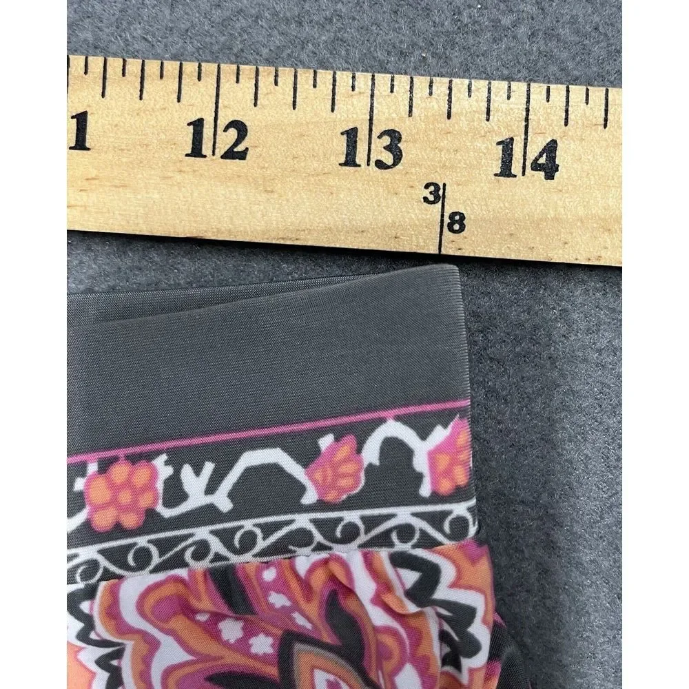INC Skirt PS Pink Paisley Gray Coral Midi Rhinestone Sharkbite‎ Hem Stretch Boho